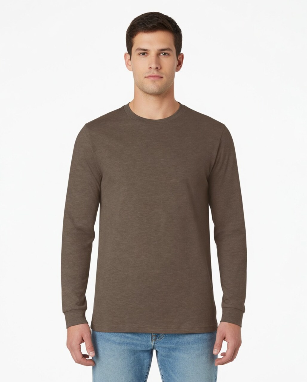 BELLA + CANVAS® Heather CVC Long Sleeve Crewneck T-Shirt for Layering Style & Custom Print Essential Tee
